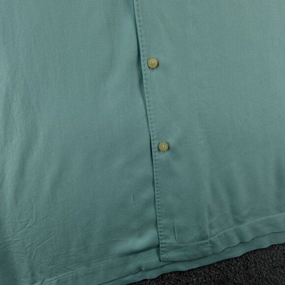 Tommy Bahama All Silk Light Blue Short Sleeve Button Up Shirt Hawaii Solid XL - Picture 16 of 16
